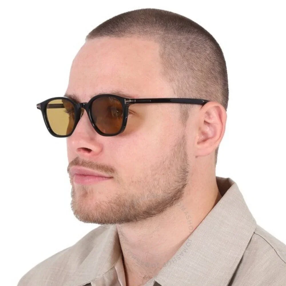 Tom Ford Men Sunglasses Black Light Brown Square FT0978-D/S Eco 01E BRAND NEW